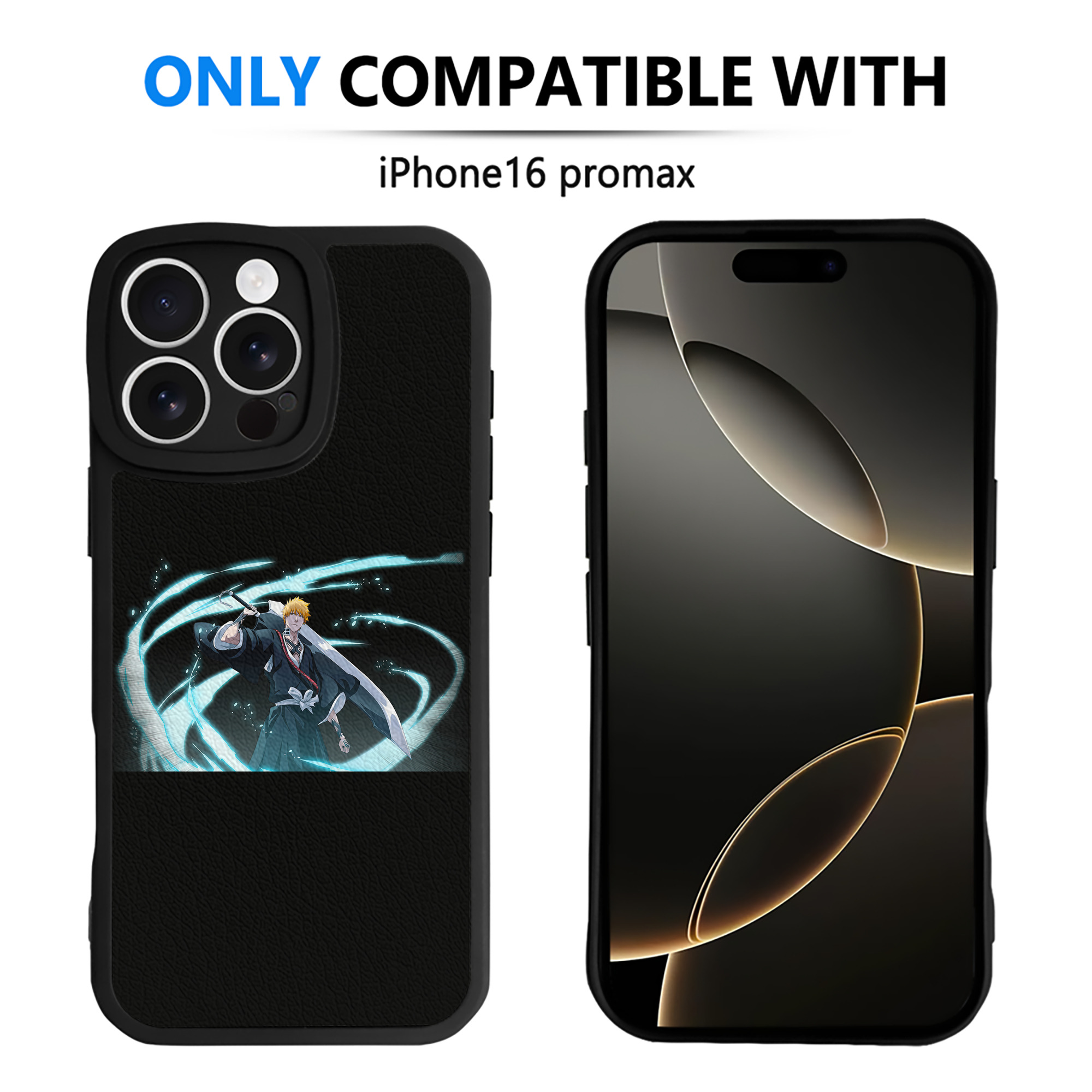 ブリーチ 黒崎一護（くろさき いちご）BLEACH Kurosaki Ichigo 【iPhone 16シリーズ対応】シリコンスマホケース（レザー調） 材質：シリコン